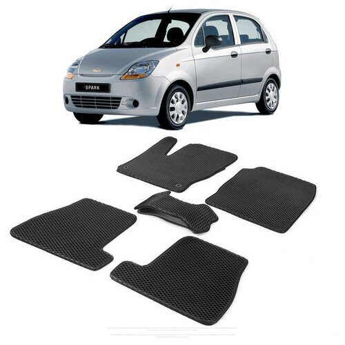 Коврики EVA ЕВА ЭВА в салон автомобиля CHEVROLET SPARK M200 Шевроле Шеврале Спарк Равон Матиз Матис М200 м 200 2004-2009г. серый кант