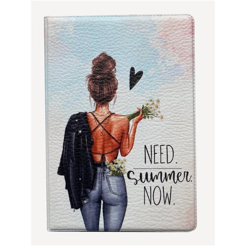 фото Женская обложка на паспорт "девушка" wonder me gift / чехол для документов из экокожи с дополнительным прозрачным карманом / на загранпаспорт