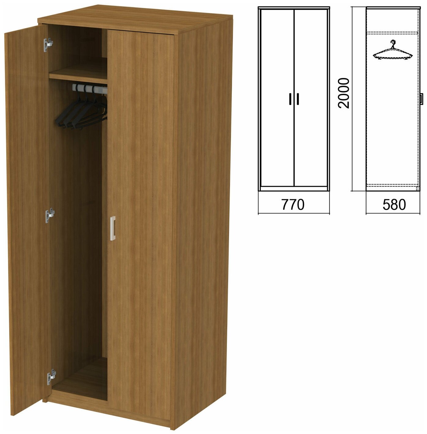 Шкаф для одежды «Арго» 770×580×2000 мм орех (комплект)