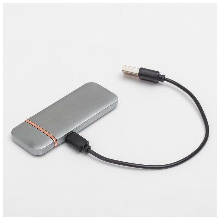 Зажигалка электронная, спираль, сенсор, USB, серебристая, 7.9 х 3.1 см - фотография № 6