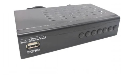 Цифровой ТВ ресивер GoldMaster T-727HD (DVB-T2(антенна), DVB-C(кабельное)/IPTV/YouTube), металлический корпус, дисплей, 2хUSB, поддержка WiFi адаптера