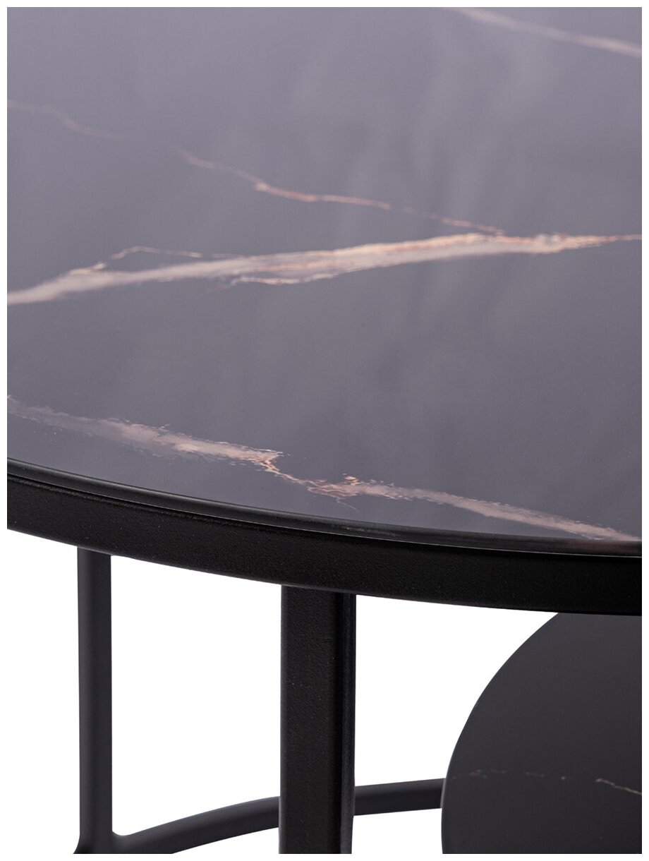 Журнальные столики Эрвин комплект из двух столиков черные принт мрамор - фотография № 2