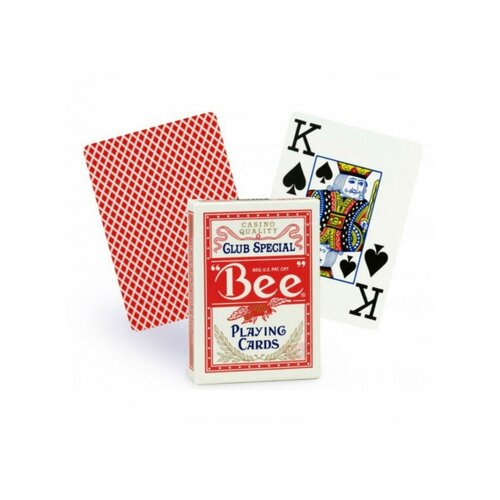 игральные карты bee red metalluxe bee красный металл Игральные карты Bee №77 Jumbo Index (рубашка без пчёл, красные), красные, Bee