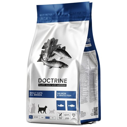 DOCTRINE ADULT CATS SALMON & WHITE FISH беззерновой для взрослых кошек с лососем и белой рыбой (0,8 кг)