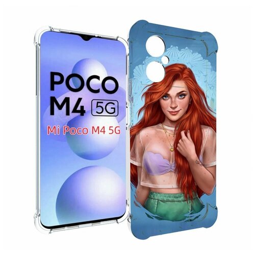 Чехол MyPads девушка-в-голубом-фоне женский для Xiaomi Poco M4 5G задняя-панель-накладка-бампер