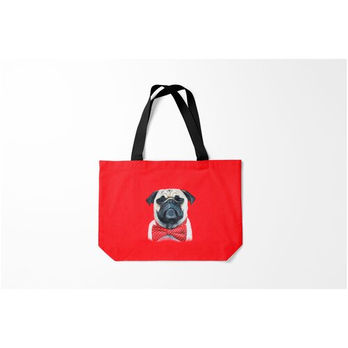 фото Сумка-шоппер / 46х35 см / собаки / мопс довольный burnettie