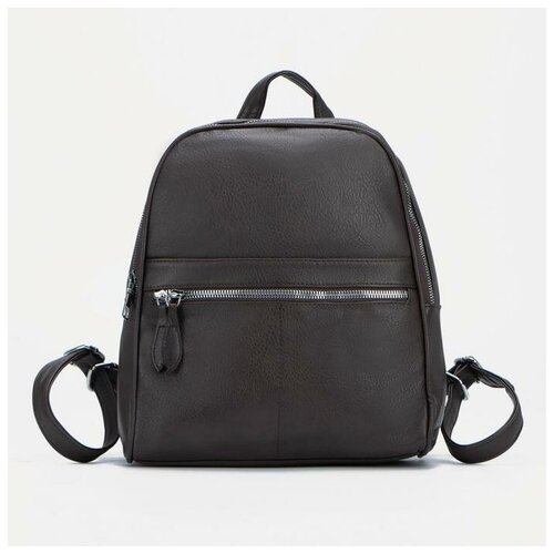 фото Рюкзак, отдела на молнии, 2 наружных кармана, цвет коричневый нет бренда