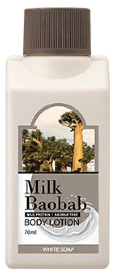 Питательный лосьон для тела с ароматом белого мыла Milk Baobab Body Lotion White Soap Travel Edition, 70 мл
