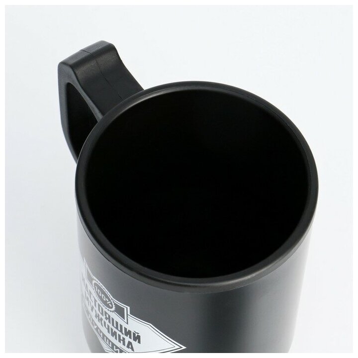 Термокружка для кофе, чая, напитков Мастер К "Настоящий мужчина", термостакан, работает от прикуривателя, объем 450 мл, цвет хром, размер 12х17 см - фотография № 4
