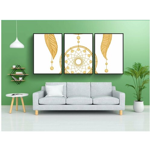 фото Набор модулных постеров для интерьера "ловушка для снов, мечтать, перья" 60x90 см. в тубусе, без рамки lotsprints