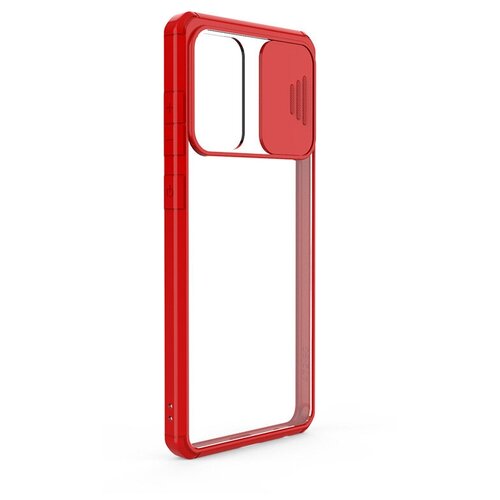 фото Чехол панель-бампер mypads из тончайшего и прочного пластика с закрывающейся камерой для samsung galaxy a72 (sm-a725f) 2021 с защитой шторкой заглушкой для камеры красная