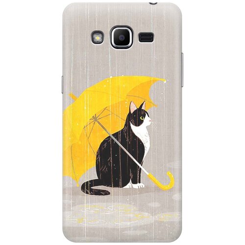 фото Силиконовый чехол на samsung galaxy j2 prime / самсунг джей 2 прайм с принтом "кот с желтым зонтом gosso