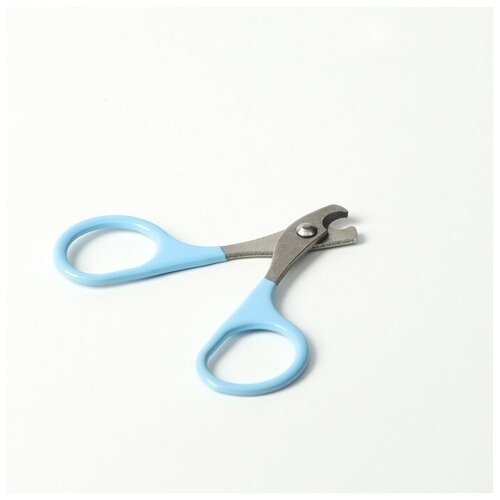 Ножницы-когтерезы с прорезиненными ручками, отверстие 6 мм, голубые