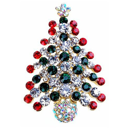 Fashion Jewellery Брошь Новогодняя Сказка с разноцветными кристаллами, NY-19