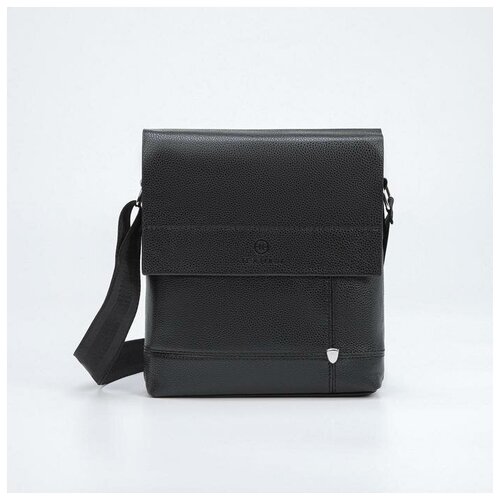 фото Планшет мужской на молнии, наружный карман, длинный ремень, цвет чёрный textura