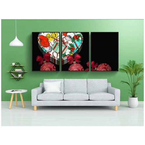 фото Набор модулных постеров для интерьера "рождественская открытка, рождество, почтовые" 60x90 см. в тубусе, без рамки lotsprints