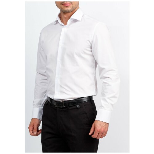 Рубашка мужская длинный рукав GREG 100/199/WHITE/ZV_GB, Приталенный силуэт / Slim fit, цвет Белый, рост 164-172, размер ворота 43