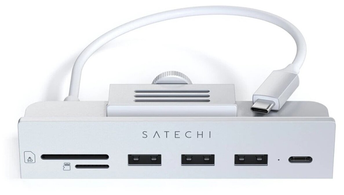 USB-C-концентратор Satechi Aluminum USB-C Clamp Hub для 24" iMac - Silver. Цвет серый космос