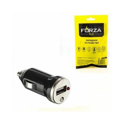 Разветвитель прикуривателя 1 USB-порт с индикатором, 5V-1A.12-24V пластик, металл FORZA