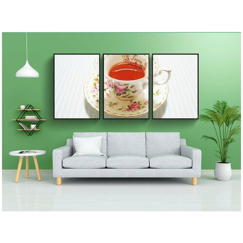 фото Набор модулных постеров для интерьера "время чая, чашка, июнь" 60x90 см. в тубусе, без рамки lotsprints