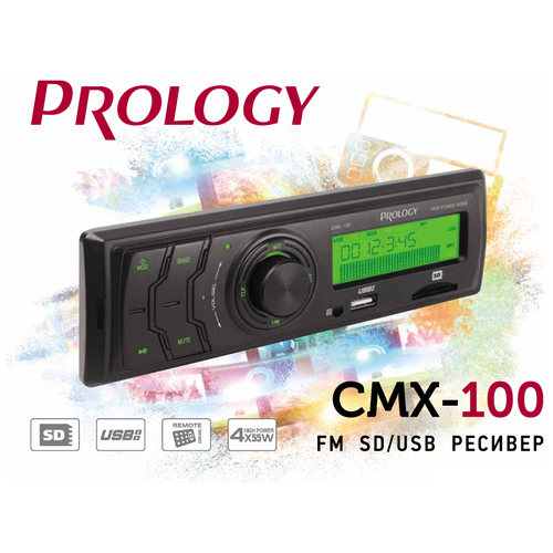 фото Автомагнитола prology cmx-100 1 din usb