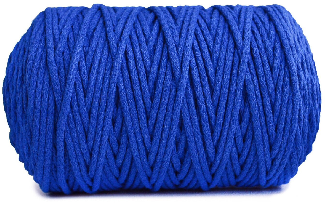Шнур для рукоделия (вязания, макраме) Узелки из Питера 100% хлопок, 5мм, 200 м, синий
