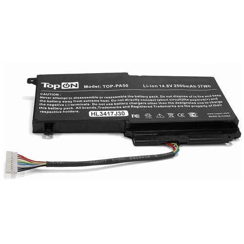 фото Аккумулятор для ноутбука toshiba satellite l45, l50, p50, p55, s50 series. 14.4v 2500mah 37wh. pn: cs- tol550nb, pa5107u-1brs. topon