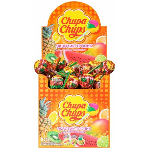 Карамель Chupa Chups экзотик тропик 12г,100шт/уп ассорти 1488300