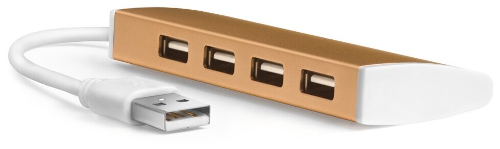 USB Hub 2.0 на 4 порта, 0.15m, Bronze + разьем для доп. питания