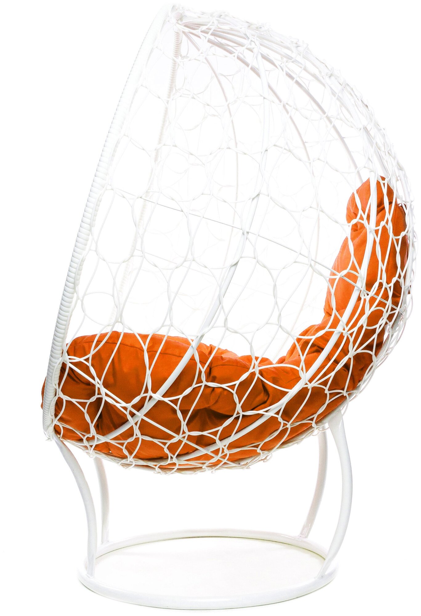 Кресло m-group круг на подставке ротанг белое, оранжевая подушка - фотография № 4