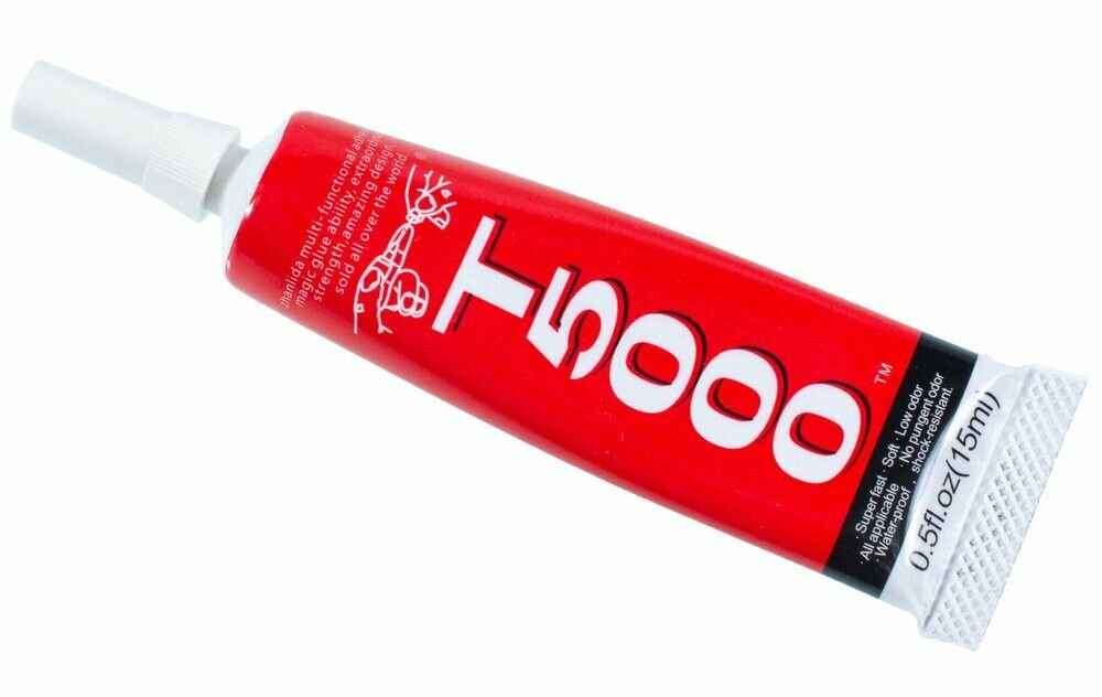 фото Клей герметик T-5000 (15 мл) для проклейки тачскринов и приклеивания страз t5000 т5000, белый эластичный многофункциональный