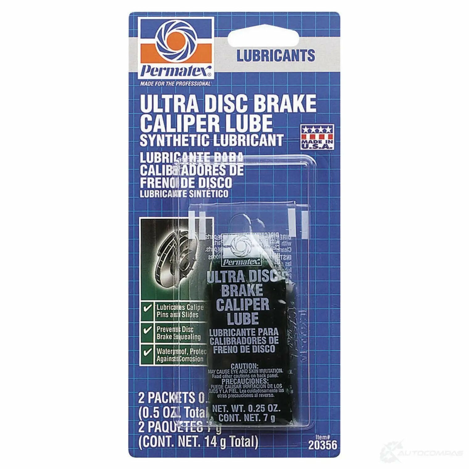 Смазка Тормозных Суппортов Ультра Ultra Disk Brake Caliper Lube, 14гр В Блистере Permatex арт. 20356