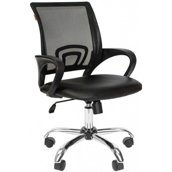 Кресло офисное EASY CHAIR VT_EChair-304 TPU кожзам черн/сетка черн хром