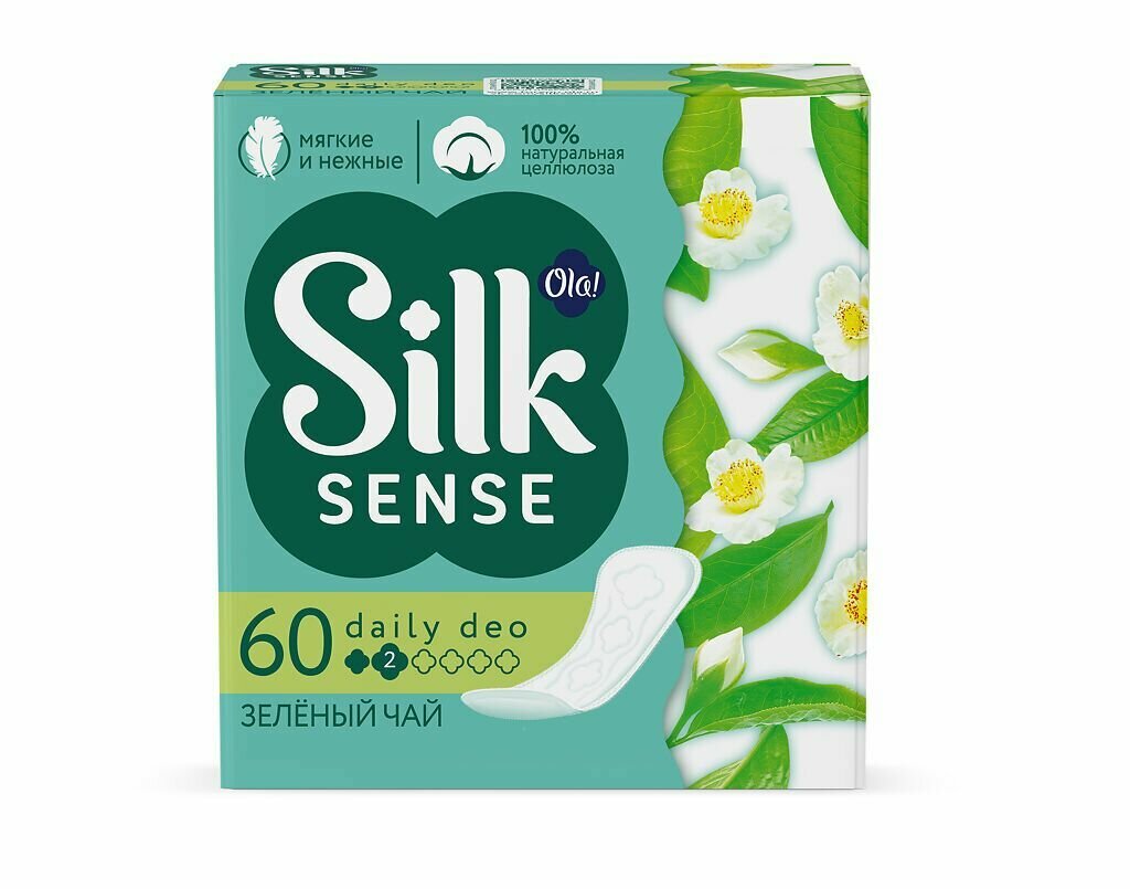 Прокладки Ola! Daily deo Зеленый чай ежедневные 60шт Ola Silk Sense - фото №18