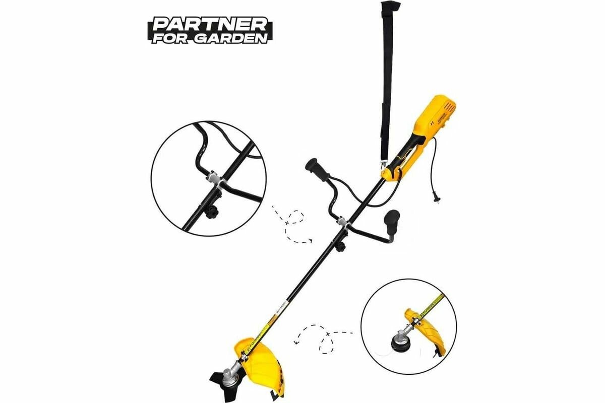 Электротриммер PARTNER FOR GARDEN ЕТ 2800, 2800 Вт, нож 3Т, леска и нож, разборный вал, велосипедная ручка 4986