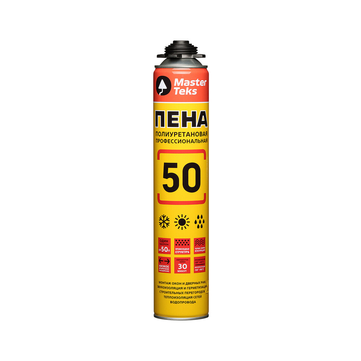 Пена MasterTeks 50 All Season монтажная всесезонная профессиональная 075 л