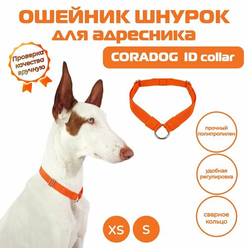 Ошейник шнурок для адресника, CORADOG ID collar, размер XS, оранжевый