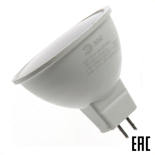 Лампа 4Вт Б0017897 LED MR16-4W-827-GU5.3 320Лм 2700К светодиодная MR16 т/б свет ЭРА (6 шт. в комплекте)