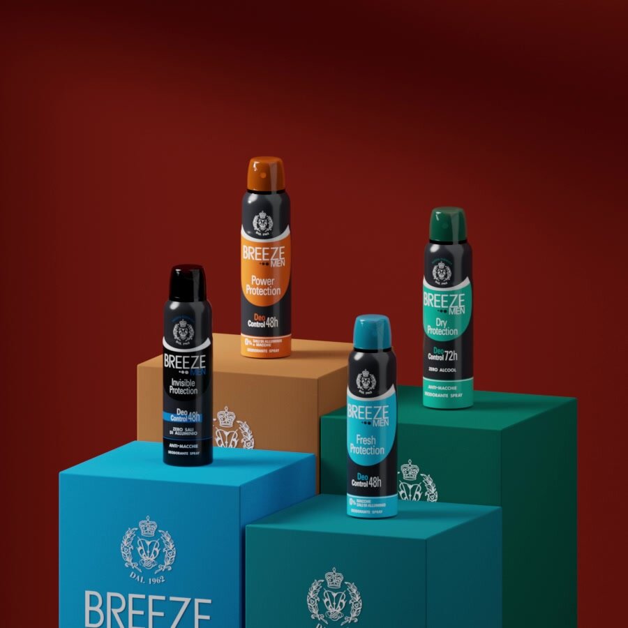 Breeze Мужской дезодорант для тела в аэрозольной упаковке, без солей алюминия, 48 часов Power Protection 150 мл — фото 1