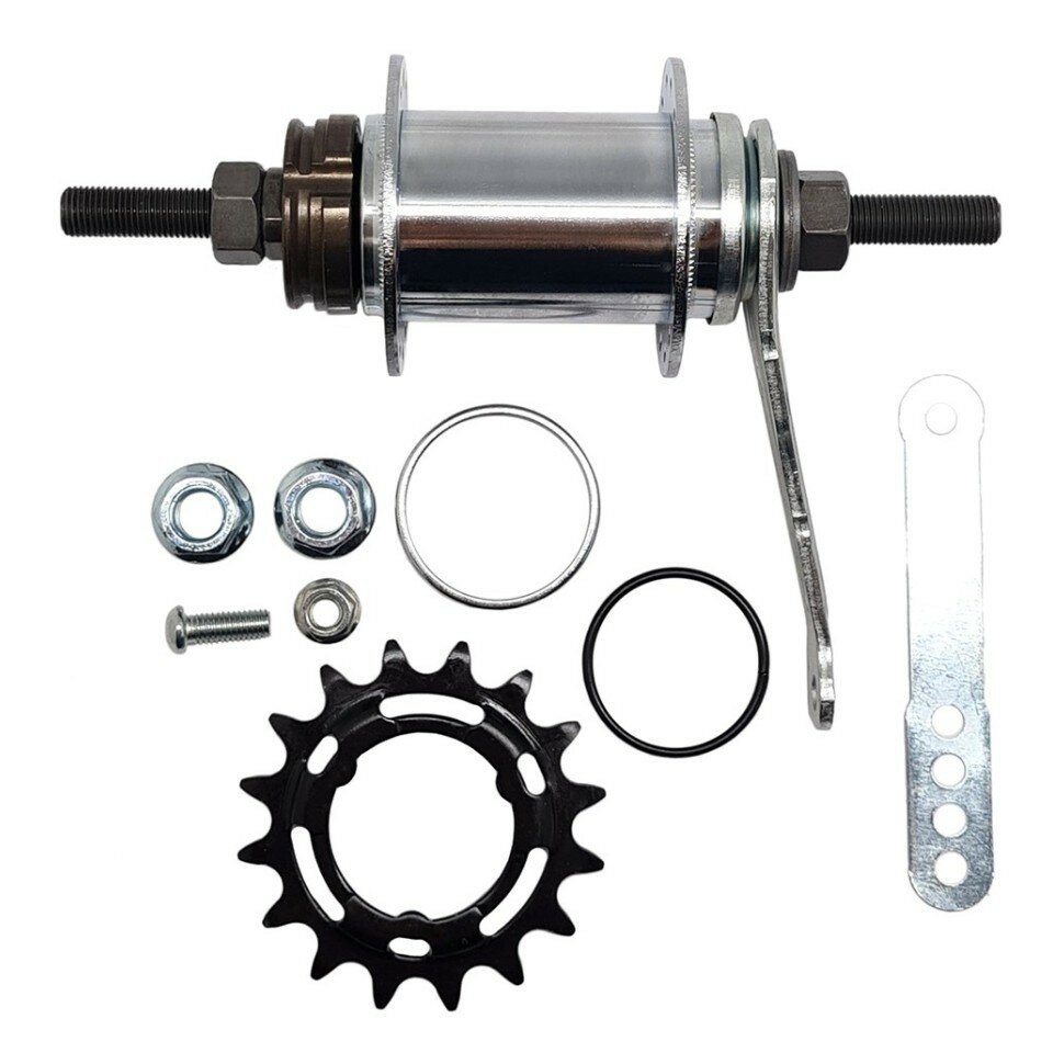 Втулка зад. SF-CT02 тормозная, сталь, 28отв, с звездой 16 зубов, хром