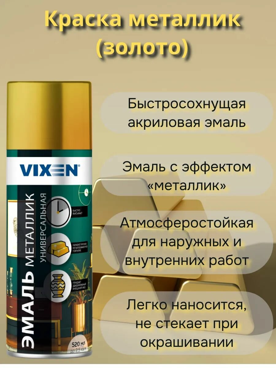 Краска металлик акриловая золото