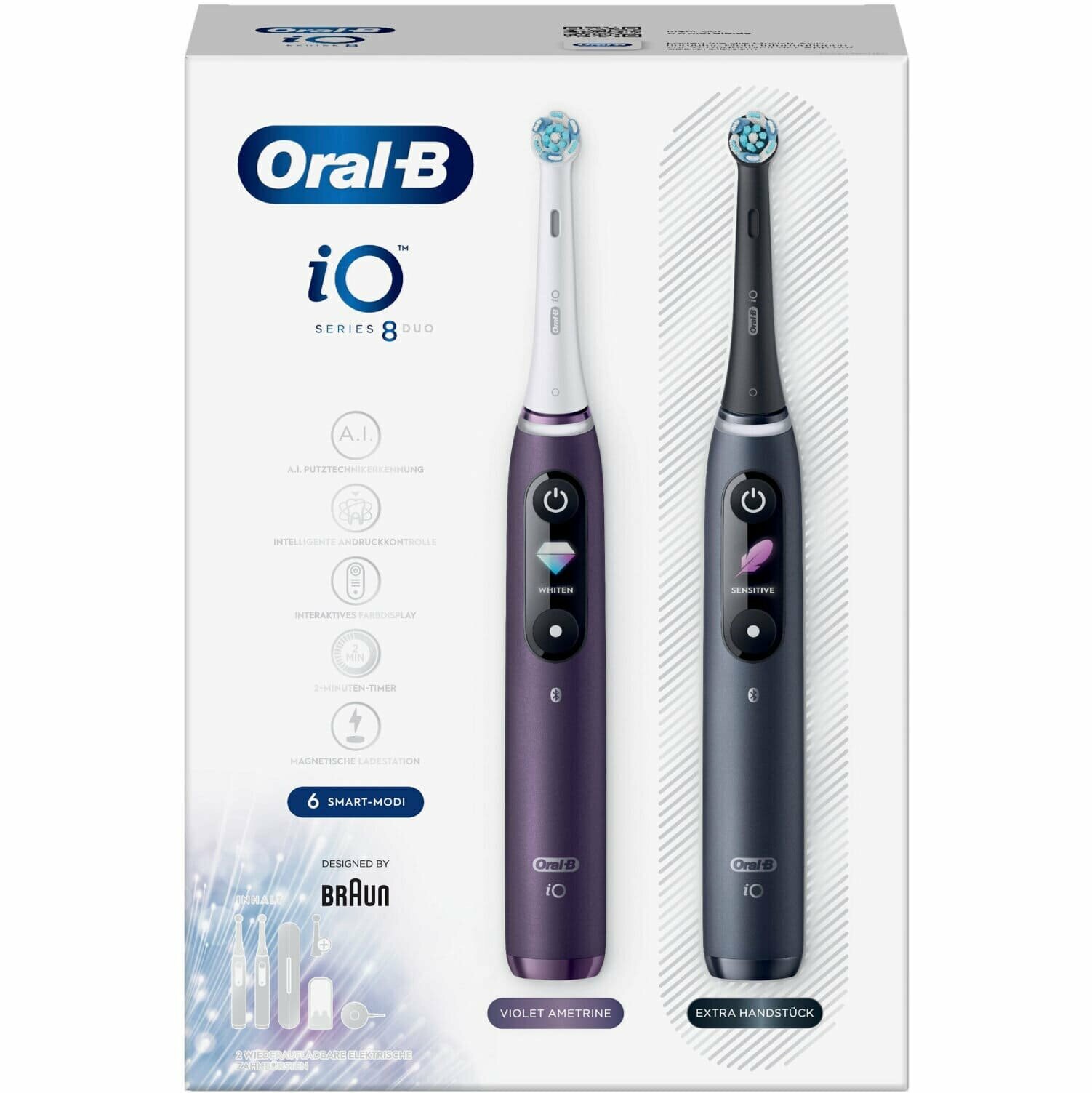 Электрическая зубная щетка Oral-B iO Series 8 Duo, фиолетовая + черная
