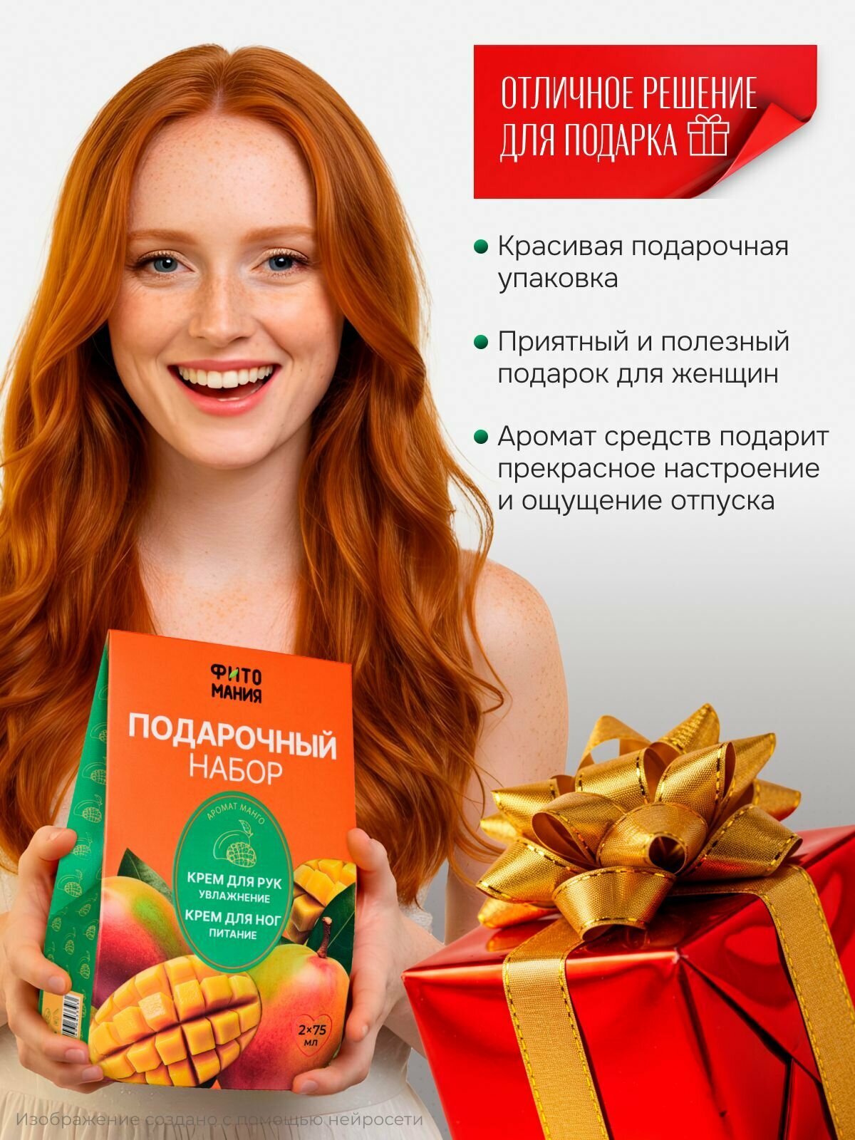 Подарочный набор Крем для рук увлажняющий и Крем для ног питательный фитомания с ароматом манго, 2х75 мл — фото 1