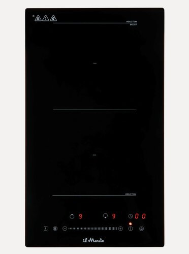 Изображение товара Варочная панель индукционная, 2 конфорки с функцией объединения, Сенсорное управление, Таймер до 99 мин, Автоотключение, Блокировка от детей, il Monte BH-309-BIH