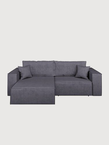 Изображение товара Угловой диван-кровать Manons Maison Hygge, угол универсальный, раскладной механизм Еврокнижка, Велюр серый, 250х153х86 см