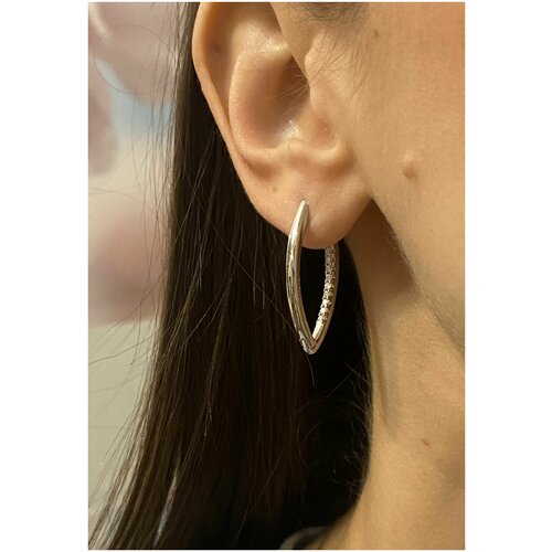 Серьги LaPena треугольник серебристые со стразами, гипоаллергенный сплав