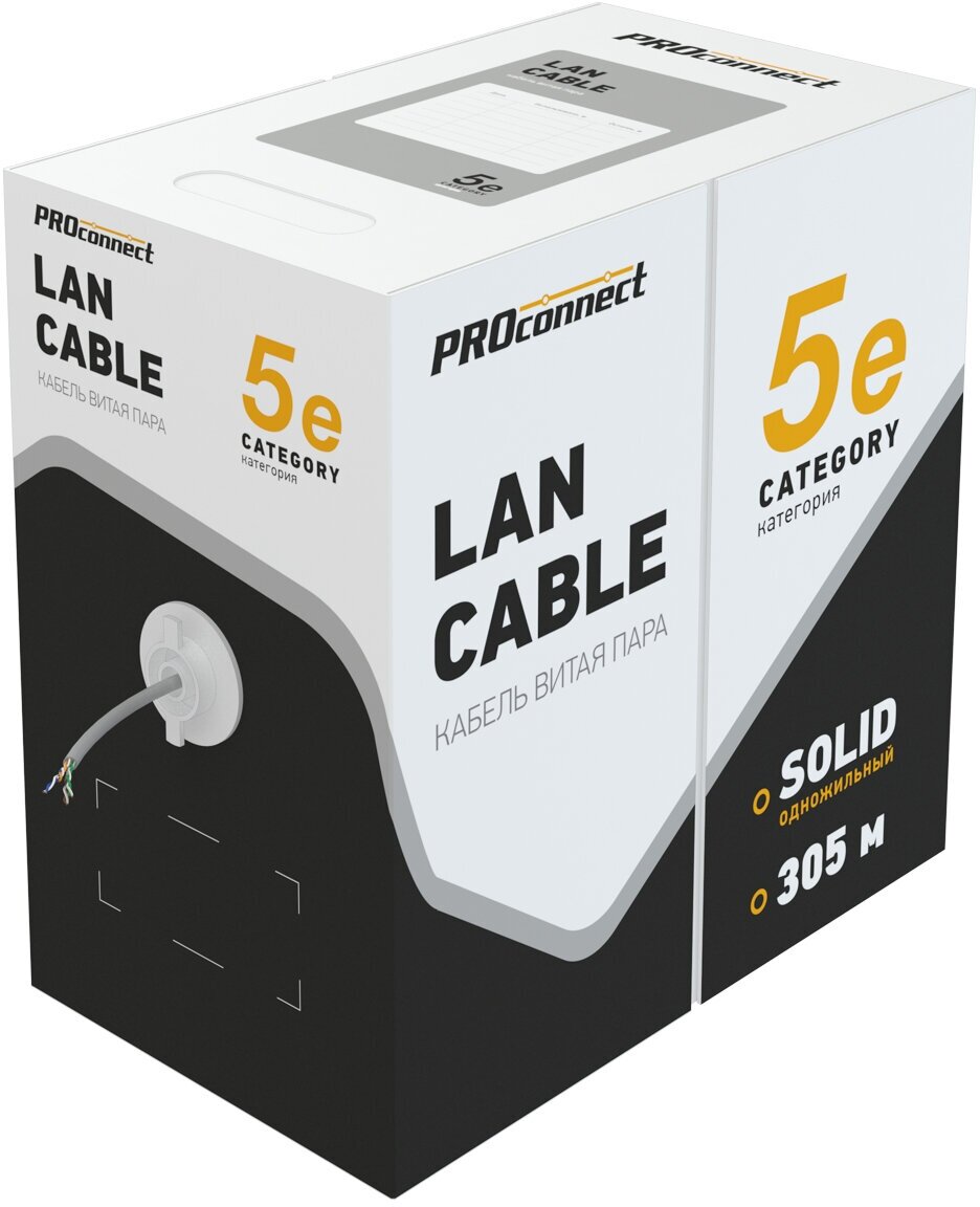 Кабель витая пара PROconnect FTP 4PR 24AWG, CCA, CAT5e, бухта 305 м