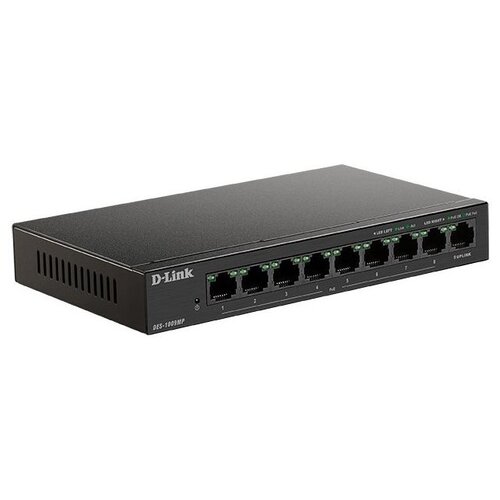 Коммутатор D-Link DES-1009MP/A1A коммутатор неуправляемый trassir tr ns1018 135 16poe v2 с 16 poe портами 16 10 100 mbps poe ports 2 10 100 1000mbps uplink ports на всех портах iee