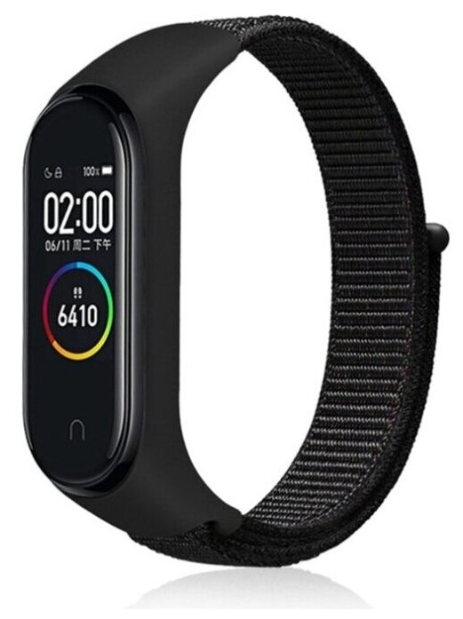 Нейлоновый ремешок для Xiaomi Mi Band 6 / Mi Band 5 / Mi Band 4 / Mi Band 3 (черно-коричневый) — фото 1