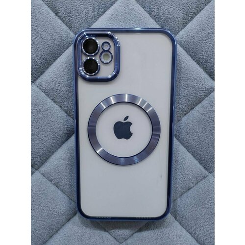 Чехол для iPhone 11 с защитой камеры Прозрачно-Голубой MagSafe беспроводной зарядкой магнитный чехол на iphone 11 pro magsafe с защитой камеры фиолетовый